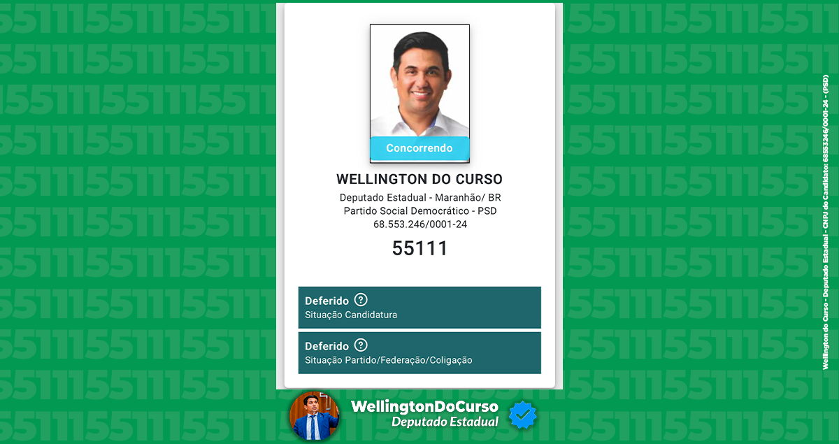 Wellington do Curso tem candidatura deferida e reafirma compromisso com o povo do Maranhão — Wellington do Curso
